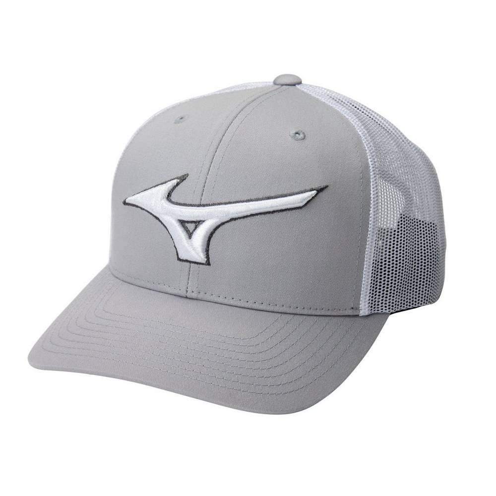 Mens Mizuno Diamond Trucker Baseball Hat Grey/White Philippines (YWPQAR249)